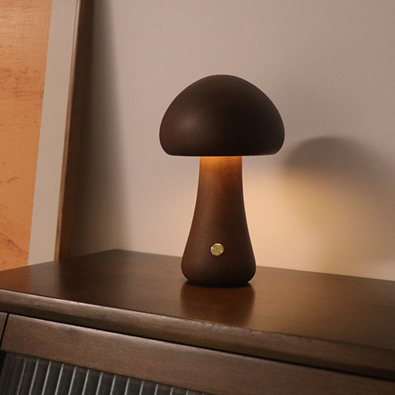 Lampada Fungo Legno LED Elegante