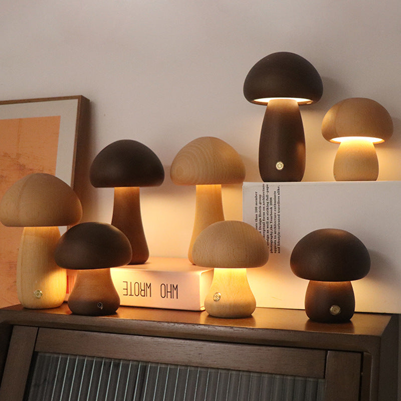 Lampada Fungo Legno LED Elegante