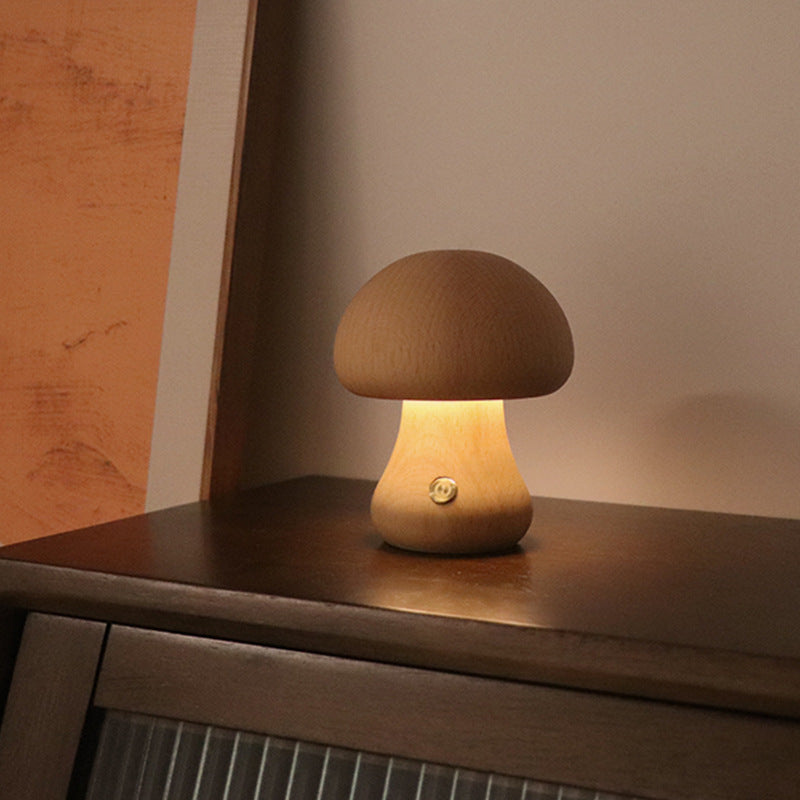 Lampada Fungo Legno LED Elegante