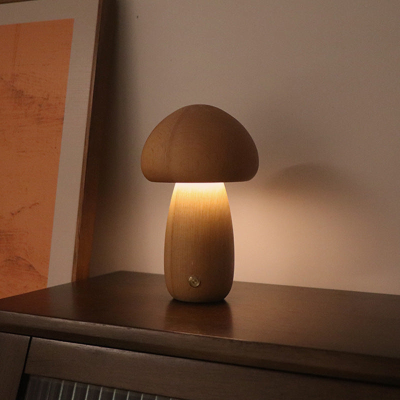 Lampada Fungo Legno LED Elegante