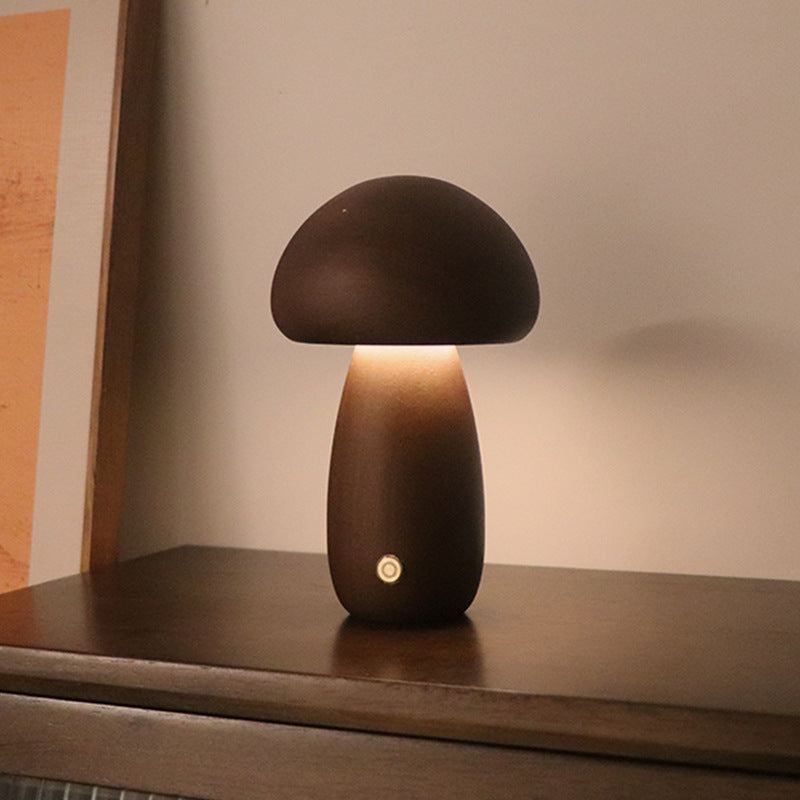 Lampada Fungo Legno LED Elegante