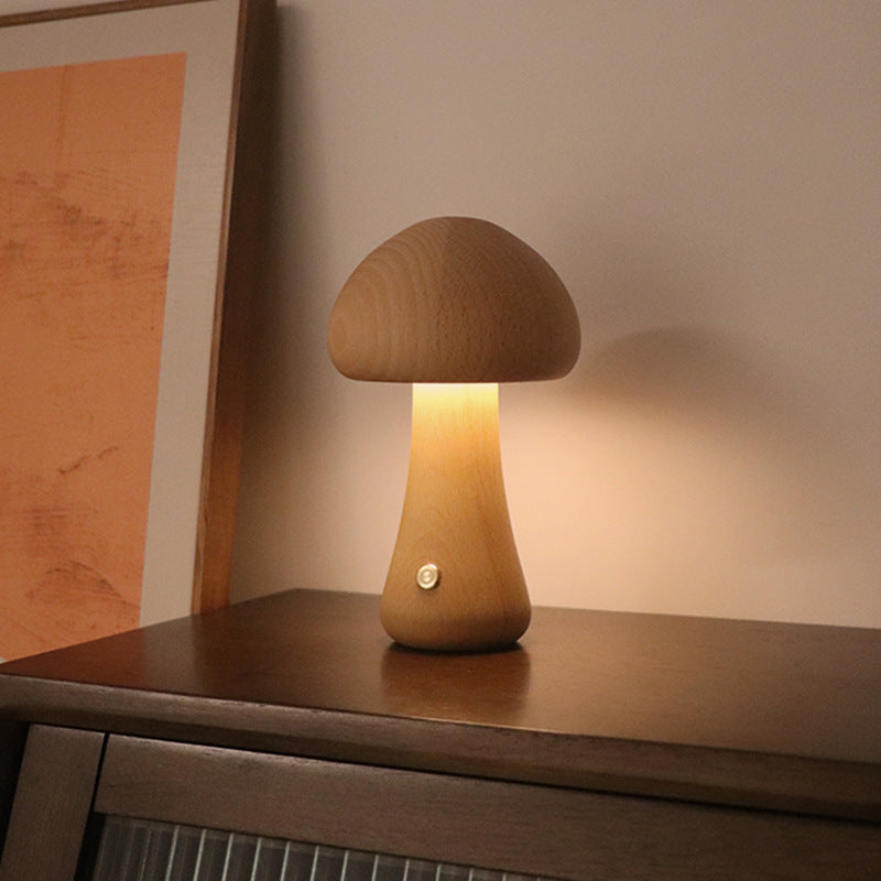 Lampada Fungo Legno LED Elegante